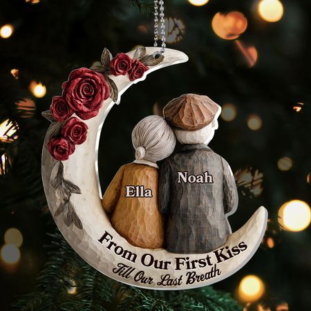 Eternal Embrace On The Crescent Moon - Personalized 1-Layer Acrylic Ornament